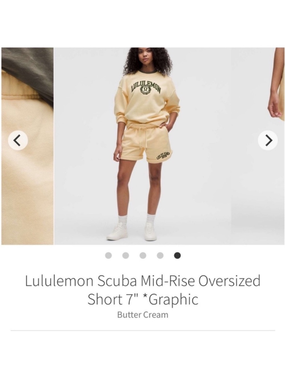 Lululemon Scuba Oversized Sweat Shorts Graphic Butter Cream 7" Sz M